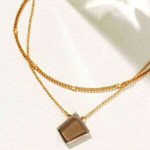 Aura Slice Gemstone Necklace - Smoky Quartz
